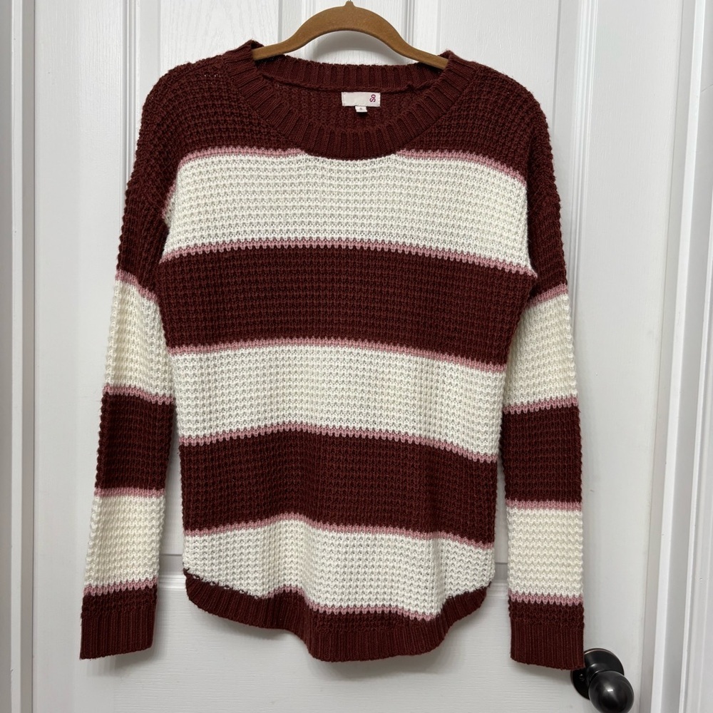 Burgundy Striped Knit Sweater | SO Size S